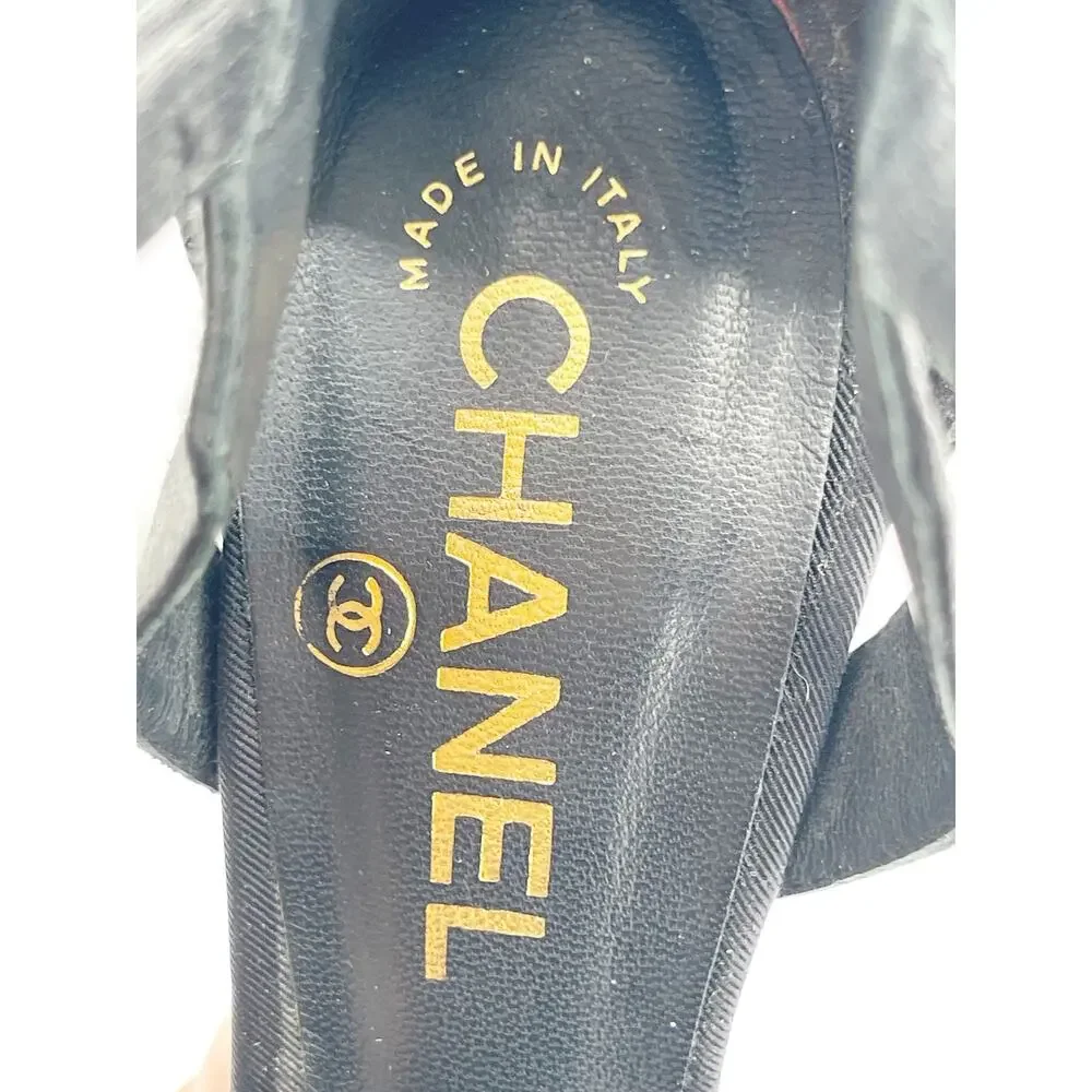 Chanel Fall 2009 Runway Black Detached Heel Platform Open Toe Heels EU 37